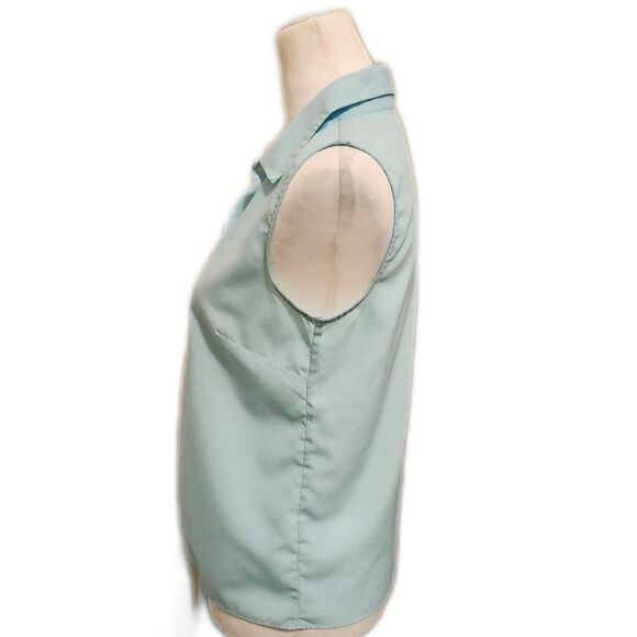 Banana Republic sleeveless button down blouse w waist tie, blue Heaven, XS - Picture 2 of 7